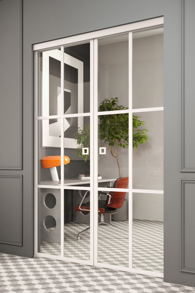 Pocketdoor parskjutdörrar med soft closing-mekanism Inne P2P Paris