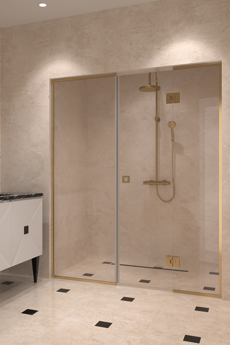 Nisch med fast vägg och vändbar dörr med en fast del Vetro 551