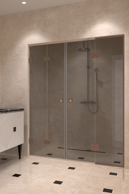 Nisch med vikbar dörr och vändbar dörr med en fast del Vetro 553