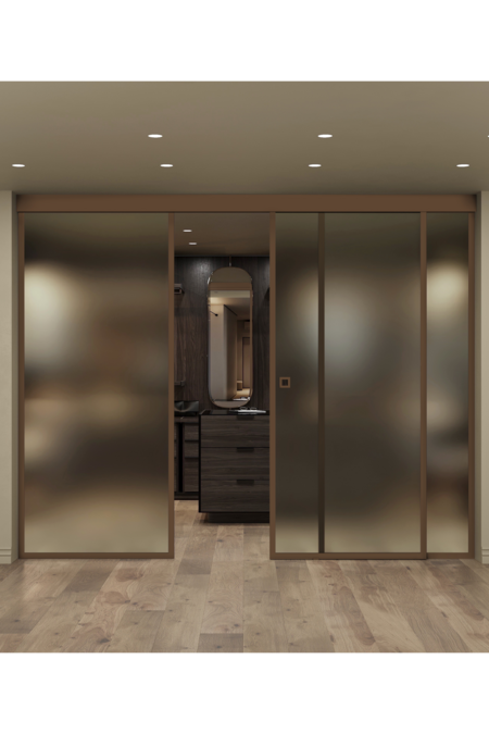 Parskjutdörr med soft closing-mekanism och två fasta paneler Inne C3N New York