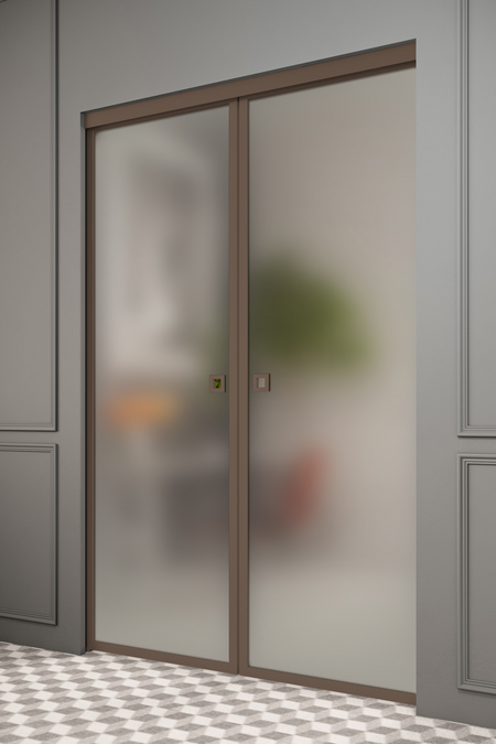 Pocketdoor parskjutdörrar med soft closing-mekanism Inne P2N New York