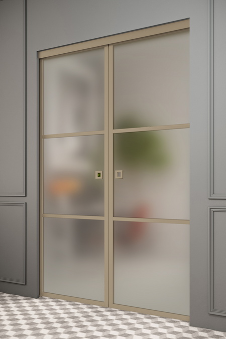 Pocketdoor parskjutdörrar med soft closing-mekanism Inne P2T Tokyo