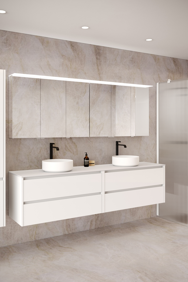 Double cabinet with two round countertop basins Classic K06