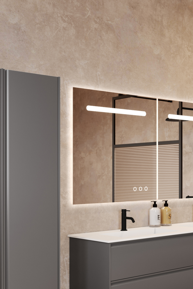 Rectangular mirror with surface light Trento U02