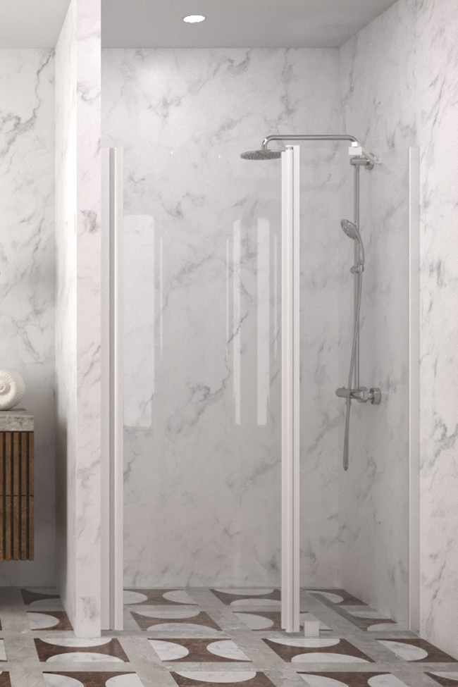 Hinged shower door with a fixed part and magnet locking Infinia 235 (214+219)