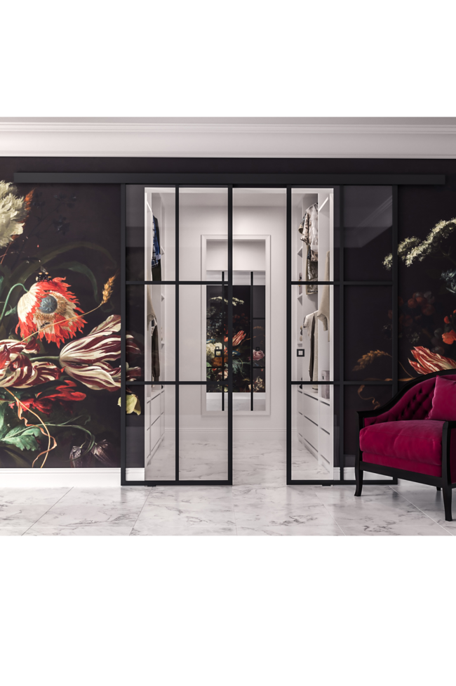 Wall mounted double sliding doors with soft closing Bläk 874 Paris