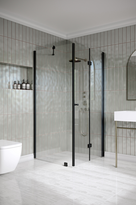 Shower enclosure with a fixed wall and folding door Classic 147 (101x103)