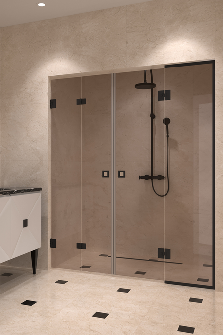 Nisch med vikbar dörr och vändbar dörr med en fast del Vetro 553