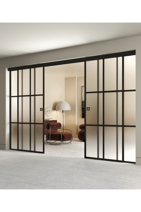 Double sliding doors with soft closing mechanism and 2 fixed walls Inne C4P Paris