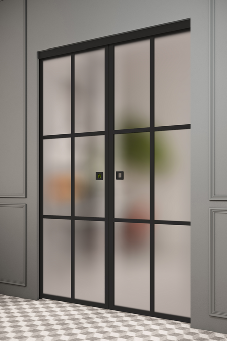 Pocketdoor parskjutdörrar med soft closing-mekanism Inne P2P Paris