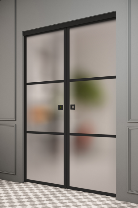 Pocketdoor parskjutdörrar med soft closing-mekanism Inne P2T Tokyo