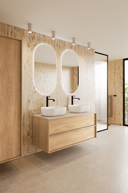 Cabinet with two oval countertop basins Casa H14