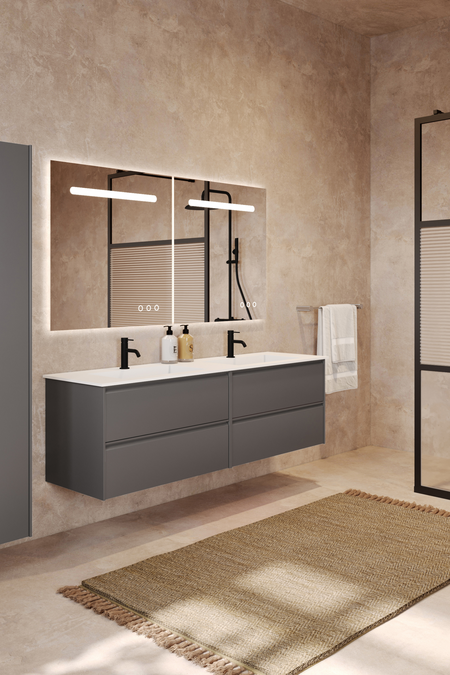 Double cabinet with Corian twin basin Luna L07