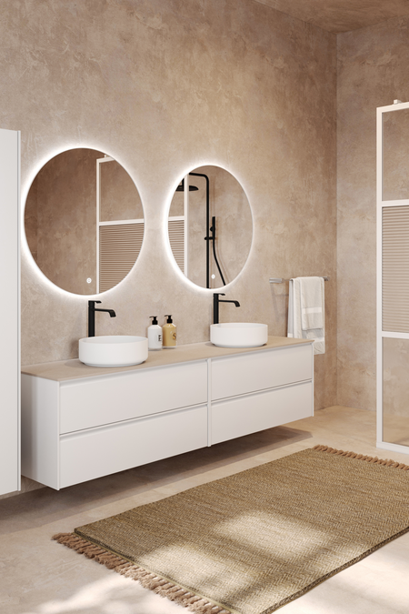 Double cabinet with two round countertop basins LunaL11