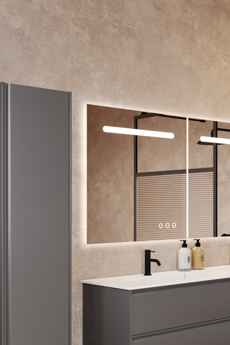 Rectangular mirror with surface light Trento U02