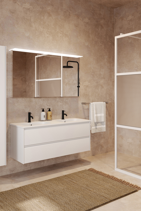 Cabinet with ceramic twin basin Luna L02