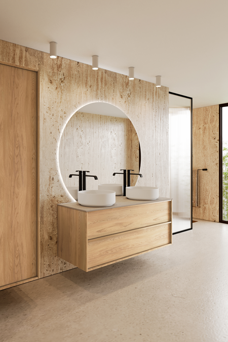 Cabinet with two round countertop basins Casa H10