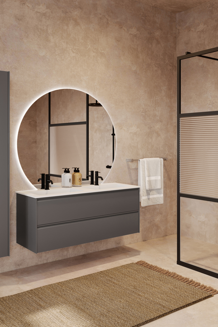 Cabinet with Corian twin basin Luna L05