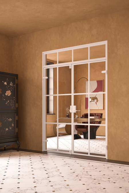 Glaspardörrar med spärrlås och överfönster Inne M18 Paris