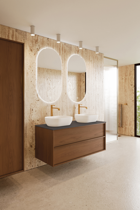 Cabinet with two oval countertop basins Casa H14