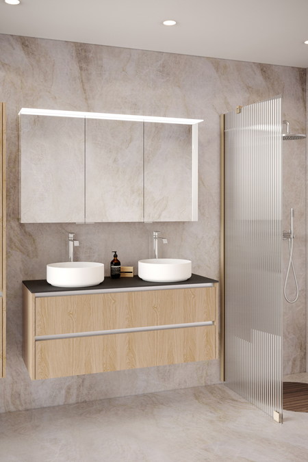 Cabinet with two round countertop basins Classic K05