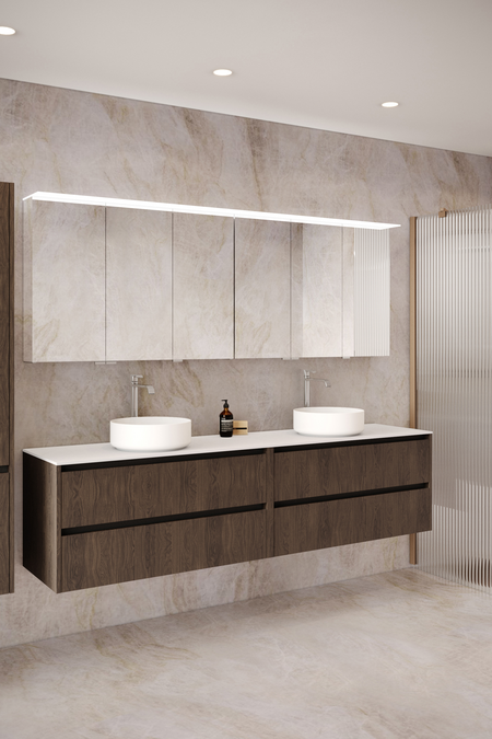 Double cabinet with two round countertop basins Classic K06