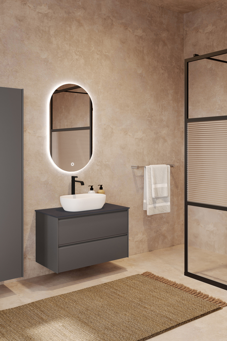 Cabinet with oval countertop basin Luna L12