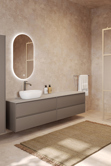 Double cabinet with oval countertop basin Luna L13