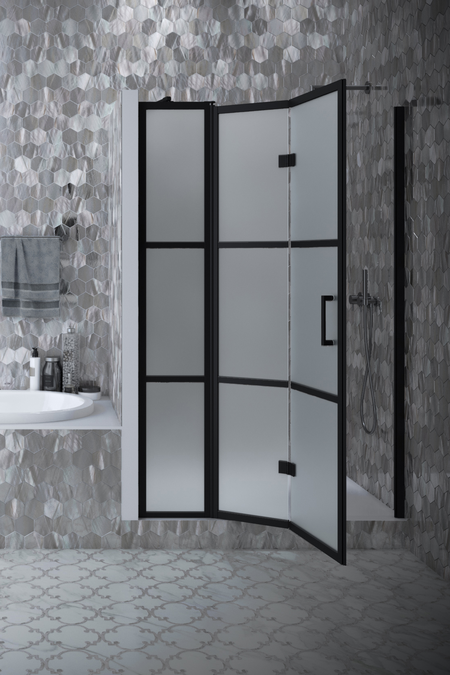 Folding shower door with a fixed part and magnet lock Bläk 89X Tokyo